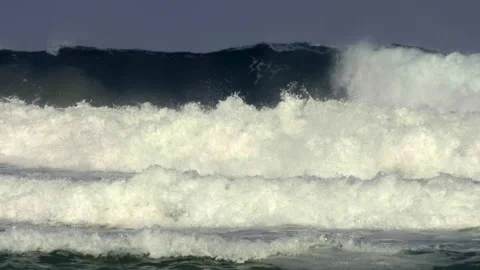 Huge Waves break towards the shore Stock Footage 155419209