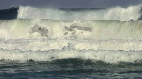 Huge Waves break towards the shore Stock Footage 155419246