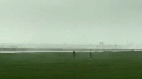 Huge waves breaking over sea wall 2 Stock Footage 672553