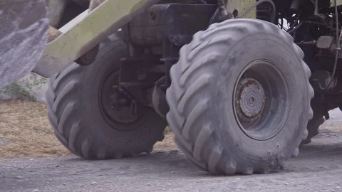 Huge wheels of the excavator in motion Stock Footage 101950501