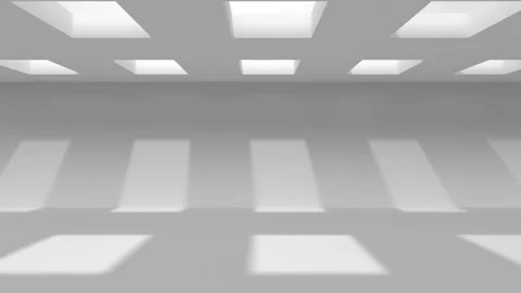 Huge white room or hall with rays of light. Video stock 184524254