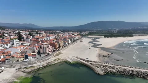 Huge white sand beach on the Atlantic coast of Portugal Stock Footage 201371346