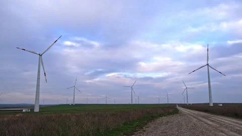 Huge windmill generator turbines. Alternative energy. Stock Footage 183082859