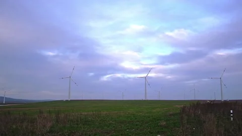 Huge windmill generator turbines. Alternative energy. Stock Footage 193119371