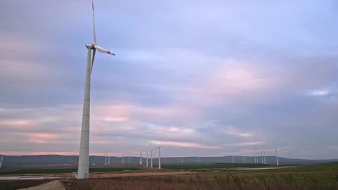 Huge windmill generator turbines. Alternative energy. Video stock 194455216
