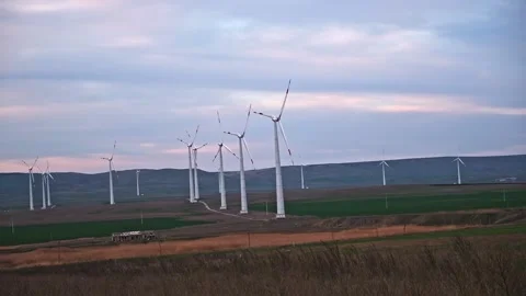 Huge windmill generator turbines. Alternative energy. Stock Footage 196127816