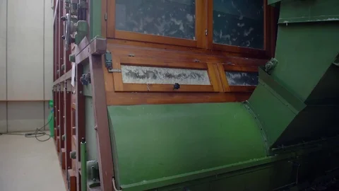 Huge wooden sorting machine from feather to down, selective focus 스톡 동영상 71610253