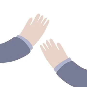 Hugging arms doodle, simple pastel hands reaching out to hug with blue sleeve Stock Illustration