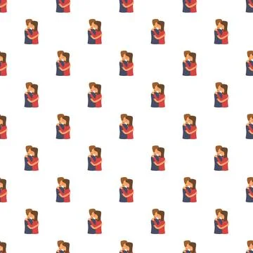 Hugging couple embracing in a seamless repeat pattern Stock Illustration