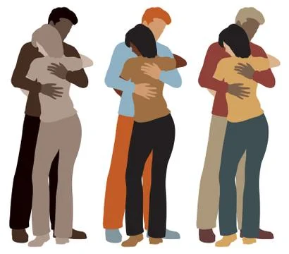 Hugging couple Stock Illustration