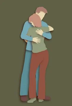 Hugging cutout couple Illustrazione stock