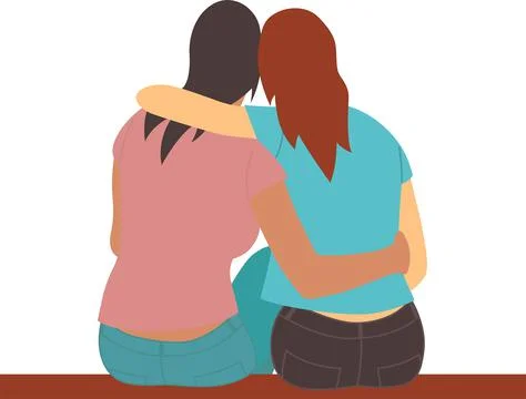 Hugging girlfriends Illustrazione stock