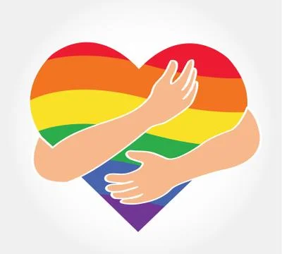 Hugging heart vector , Hug yourself , Love yourself LGBT Stock Illustration