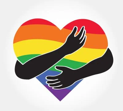 Hugging heart vector , Hug yourself , Love yourself LGBT Stock Illustration