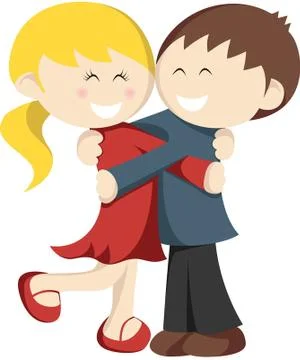 Hugging Kids Stock Illustration