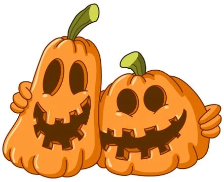 Hugging pumpkins Stock Illustration