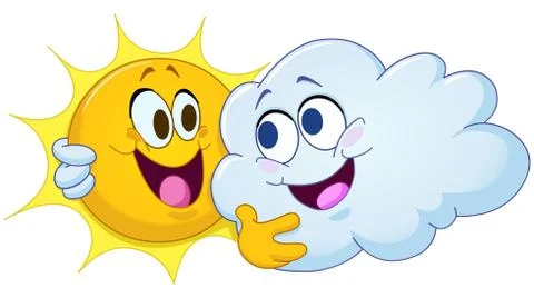 Hugging sun and cloud Stock Illustration