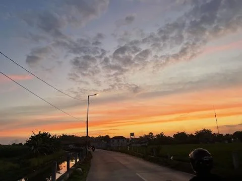 Hugging Twilight in the Rice Fields Fotos de archivo