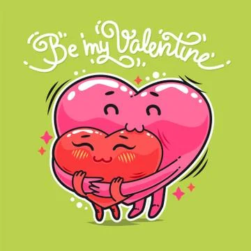Hugging Valentine Hearts Stock Illustration