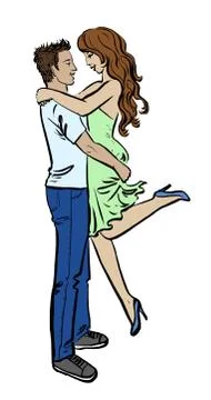 Hugging young people Illustrazione stock