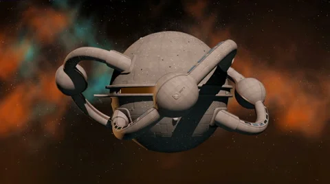 A Hugh Spherical Space Station Stock Footage 42741049