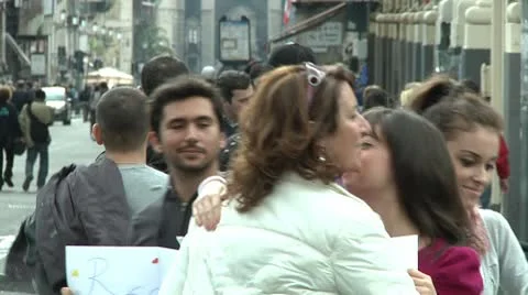 Hugs, pedestrians. Stock Footage 10719921