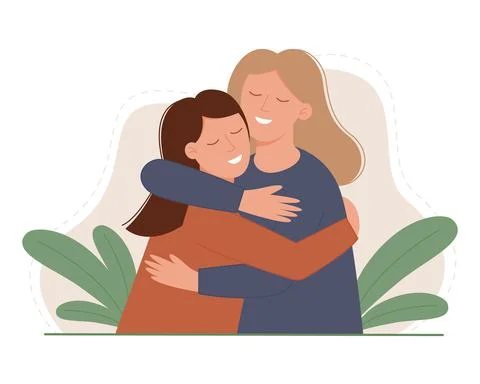 Hugs of two friends Stock Illustration