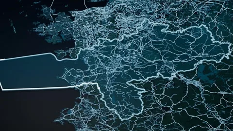 Huizhou China Glowing Digital Map Animation 4K Video stock 337323829