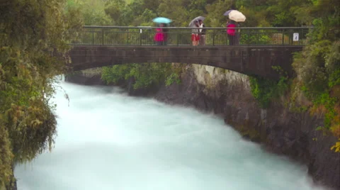 Huka Falls Bridge timelapse Stock Footage 57310103