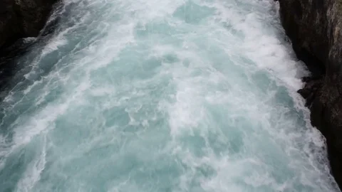 Huka falls waterfall and rapids, camera movement, New Zealand Stock Footage 84570358