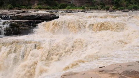 Hukou waterfall horizontal composition at 59.94FPS Stock Footage 247555255