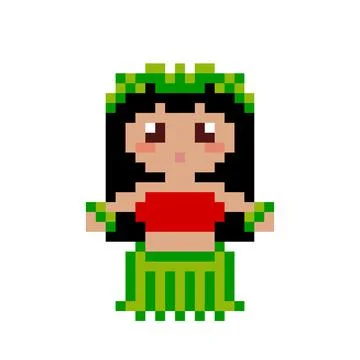 Hula dancer pixel pattern for 8 bit game assets 스톡 일러스트