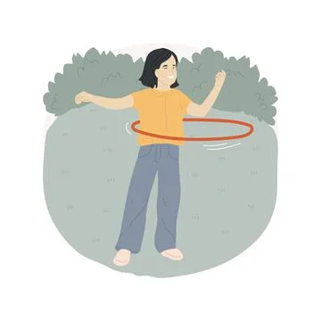 Hula-hooping isolated cartoon vector illustration. Stock Illustration
