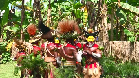 Huli Wigmen dancing and chanting 库存影片 138070288