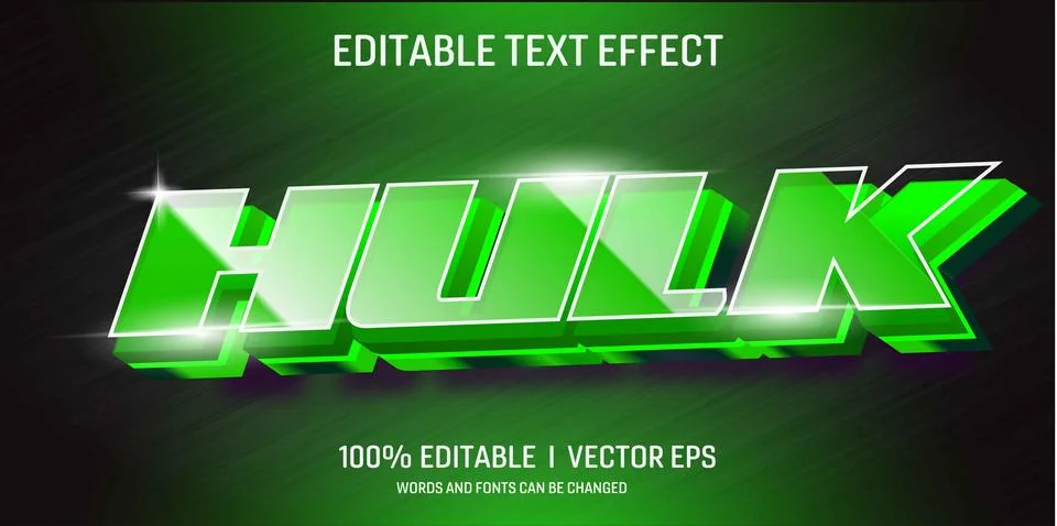 Hulk  vector 3d text effect with modern style design Illustration