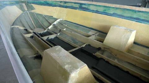 Hull of a boat in construction Stock Footage 53438465