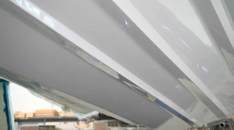 Hull of a boat in construction just extracted from the mold Stock Footage 53437460