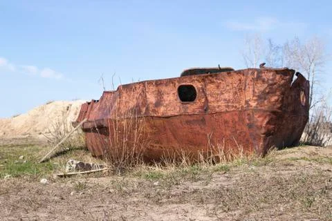 The hull of the old ship. Stock Photos