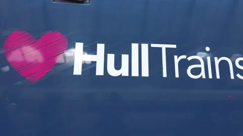 Hull trains logo on side of train. Hull to London. London.UK 20.6.2026 Stock Footage 337427376