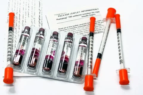 Humalog 100 units ml solution for injection in cartridge insulin lispro Stock-Fotos
