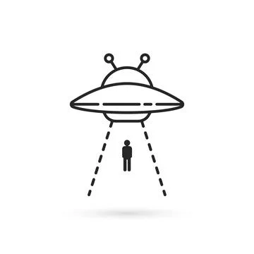 Human abduction by aliens linear icon Stock Illustration