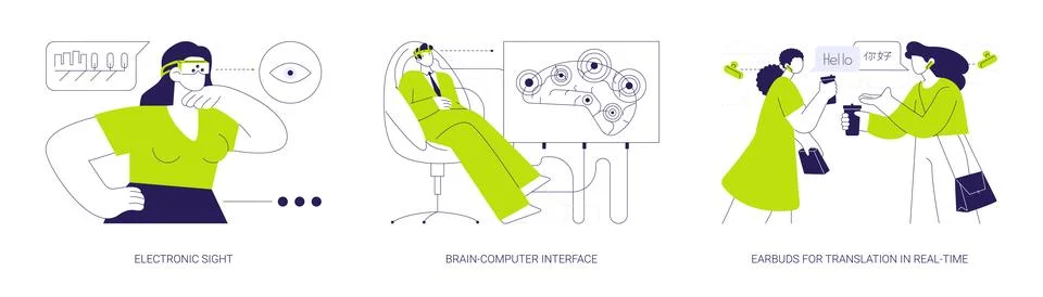 Human abilities augmentation abstract concept vector illustrations. Stock Illustration