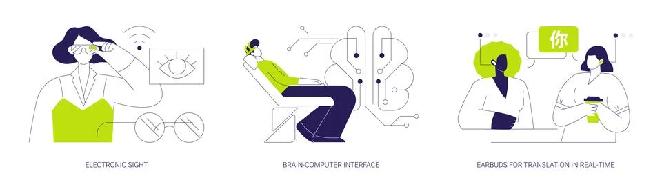 Human abilities augmentation isolated cartoon vector illustrations se Stock Illustration