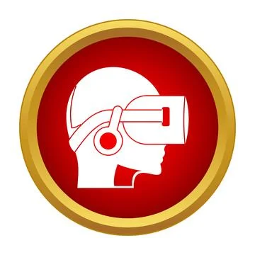 Human accessing virtual reality with headset technology Stock Illustration