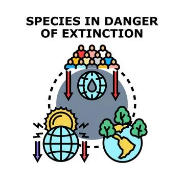 Human activity bringing species toward extinction concept Stock Illustration