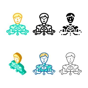 Human like ai future technology color icon vector styleset 스톡 일러스트
