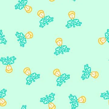 Human like ai future technology vector seamless pattern Illustrazione stock