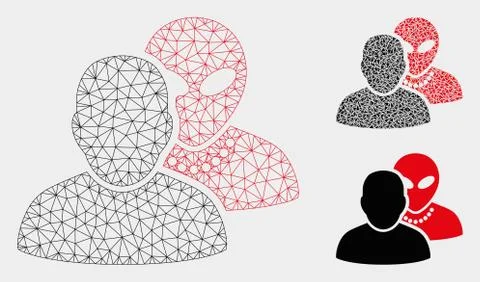 Human Alien Contacts Vector Mesh Carcass Model and Triangle Mosaic Icon 스톡 일러스트
