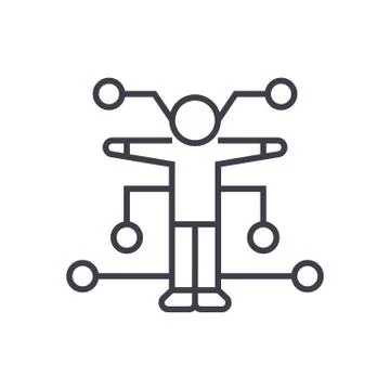 Human analysis vector line icon, sign, illustration on background, editable Stock-Illustration