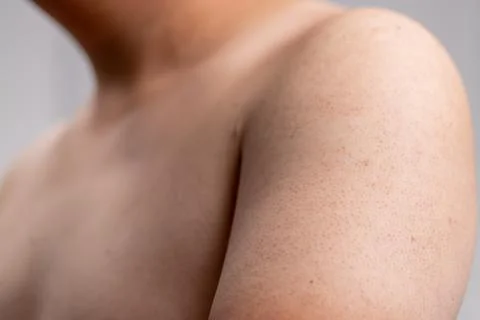 Human anatomy focus studio background close-up shot neutral environment bod.. Foto stock